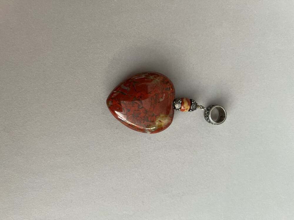 Southwestern Sterling Silver Red Jasper Heart Pendant Red Stone